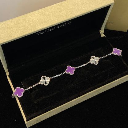 [Clover Jewelery]CLOVER  5 MOTIFS  PURPLE VIOLET BRACELET SILVER