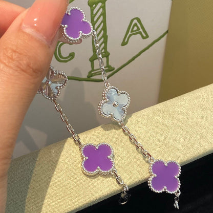 [Clover Jewelery]CLOVER  5 MOTIFS  PURPLE VIOLET BRACELET SILVER