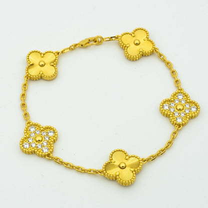 [Clover Jewelery]CLOVER BRACELET 5 MOTIFS GOLD DIAMOND