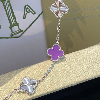 [Clover Jewelery]CLOVER  5 MOTIFS  PURPLE VIOLET BRACELET SILVER