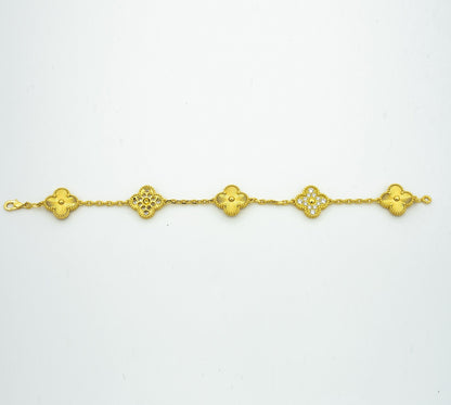 [Clover Jewelery]CLOVER BRACELET 5 MOTIFS GOLD DIAMOND
