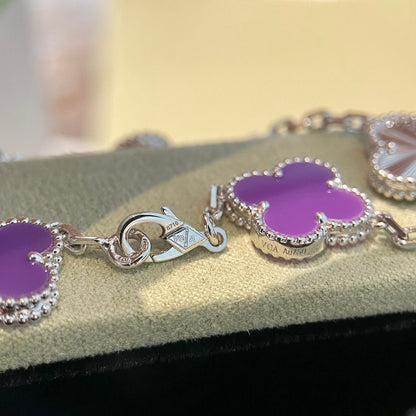 [Clover Jewelery]CLOVER  5 MOTIFS  PURPLE VIOLET BRACELET SILVER