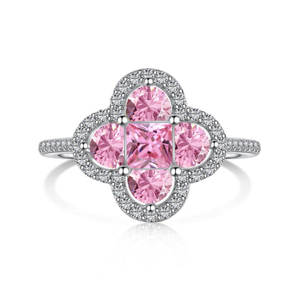 [Clover Jewelery]Luxurious Eternity Flower Shape Banquet Ring