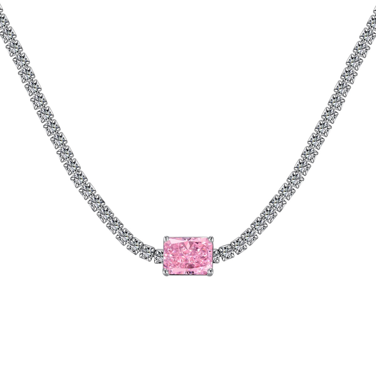 [Clover Jewelery]2.0 carat Ornate Emerald Cut Necklace