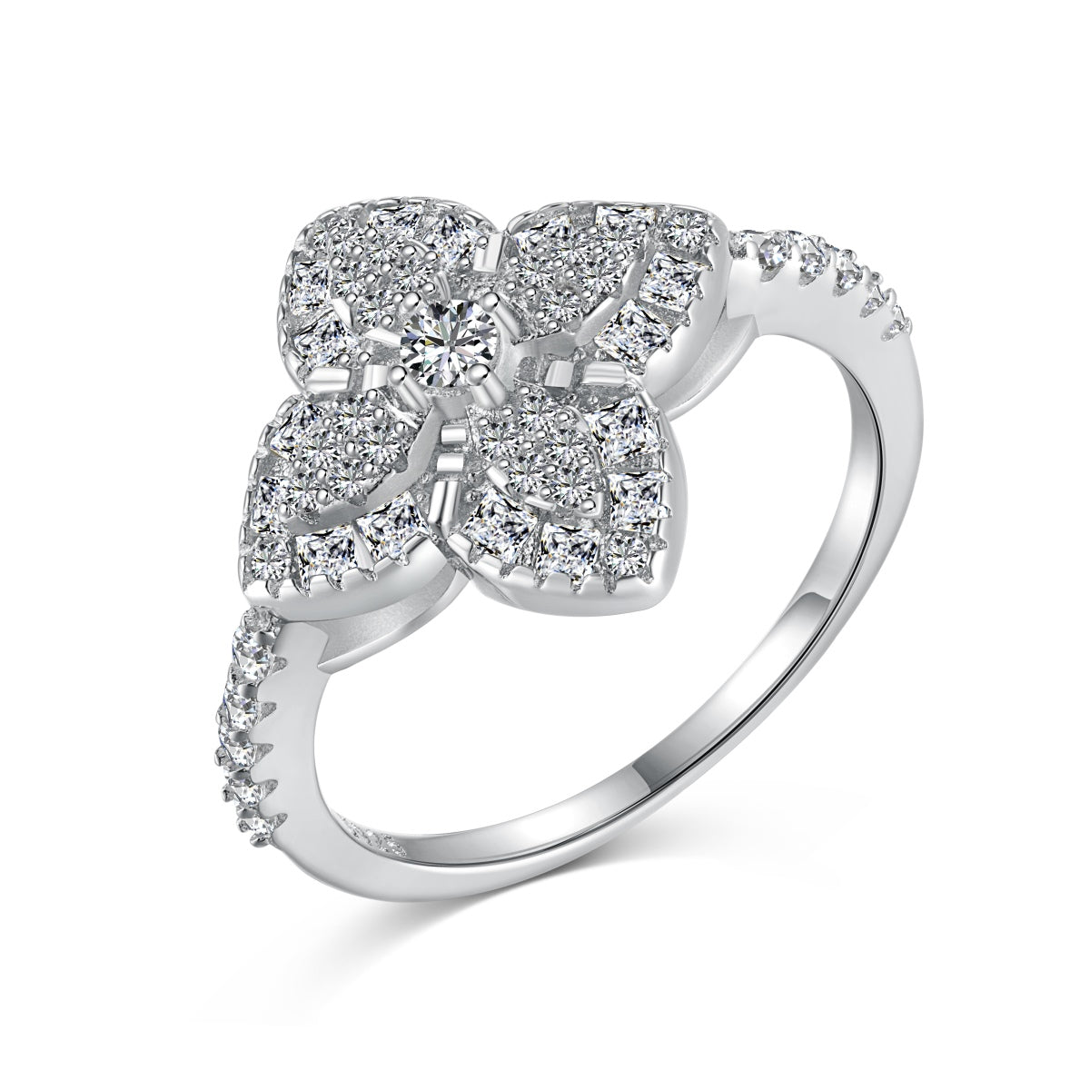 [Clover Jewelery]Luxurious Colorful Flower Shape Banquet Ring