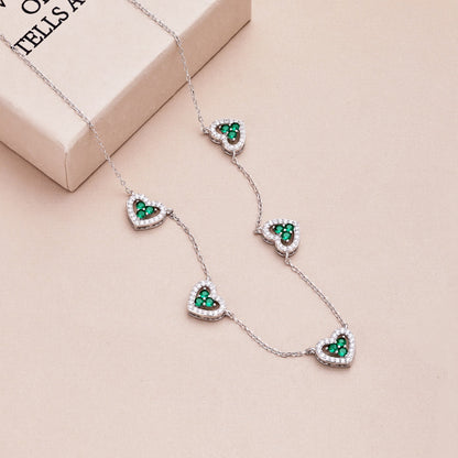 [Clover Jewelery]Sparkling Five Heart Necklace