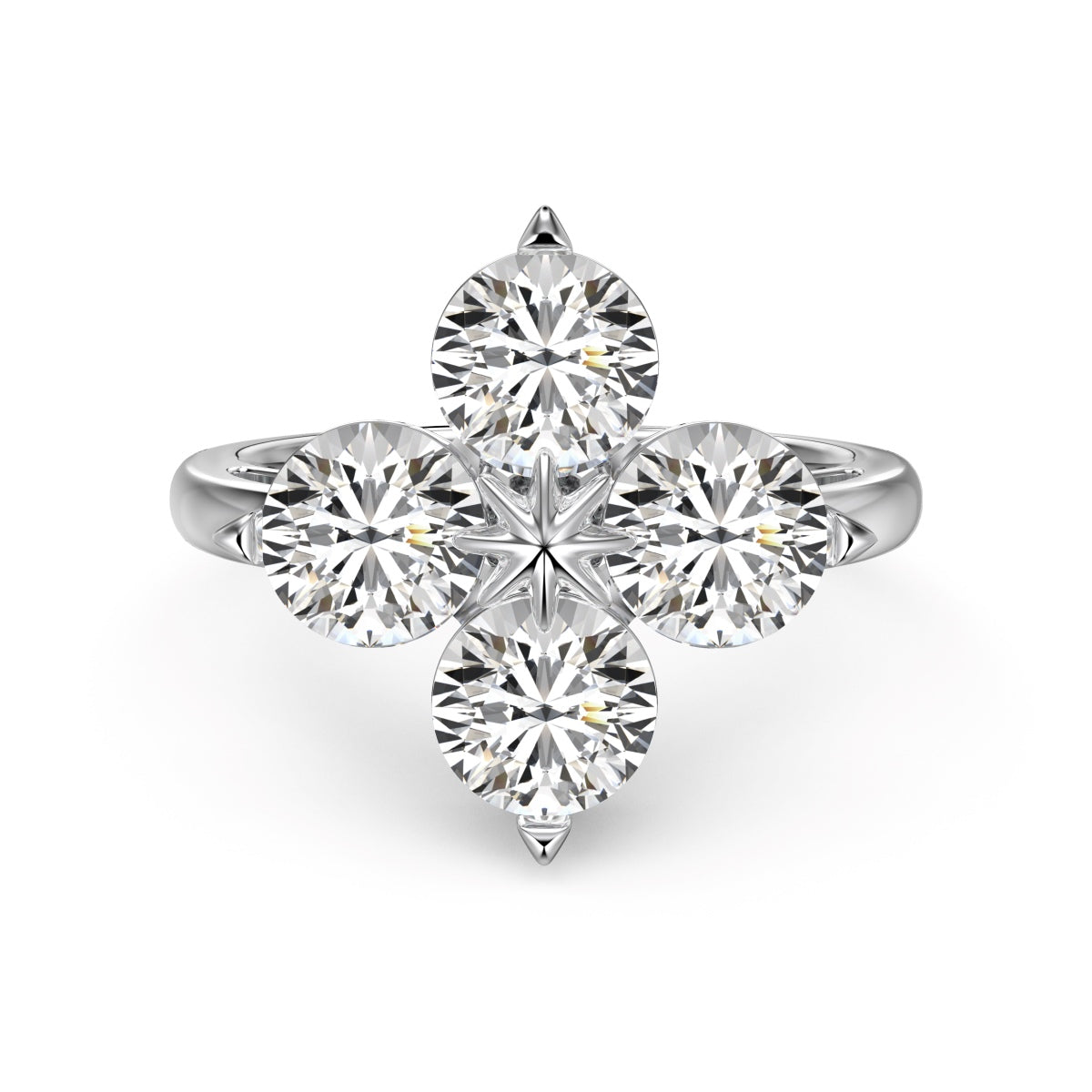 [Clover Jewelery]Four-Leaf Clover Eight-Pointed Star Ring