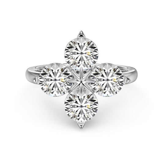 [Clover Jewelery]Four-Leaf Clover Eight-Pointed Star Ring