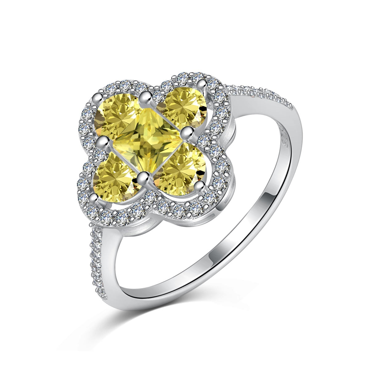 [Clover Jewelery]Luxurious Eternity Flower Shape Banquet Ring