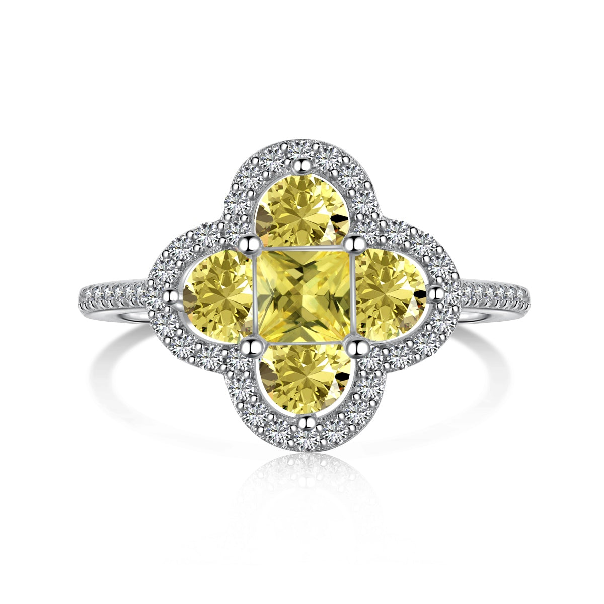 [Clover Jewelery]Luxurious Eternity Flower Shape Banquet Ring