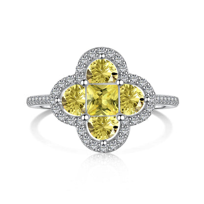 [Clover Jewelery]Luxurious Eternity Flower Shape Banquet Ring