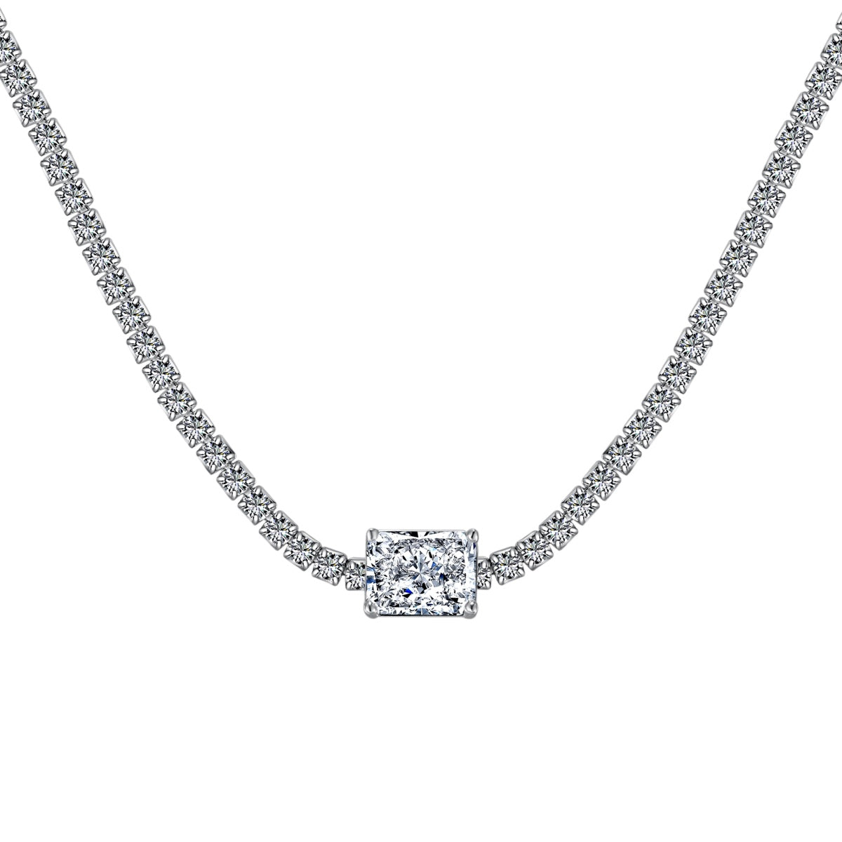 [Clover Jewelery]2.0 carat Ornate Emerald Cut Necklace