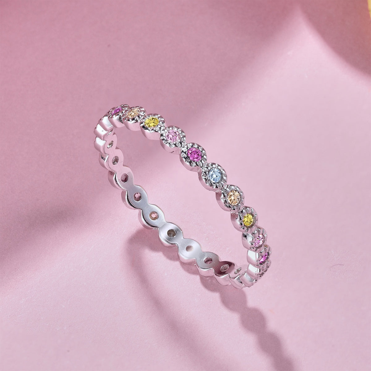 [Clover Jewelery]Radiant Sparkling Round Cut Daily Ring