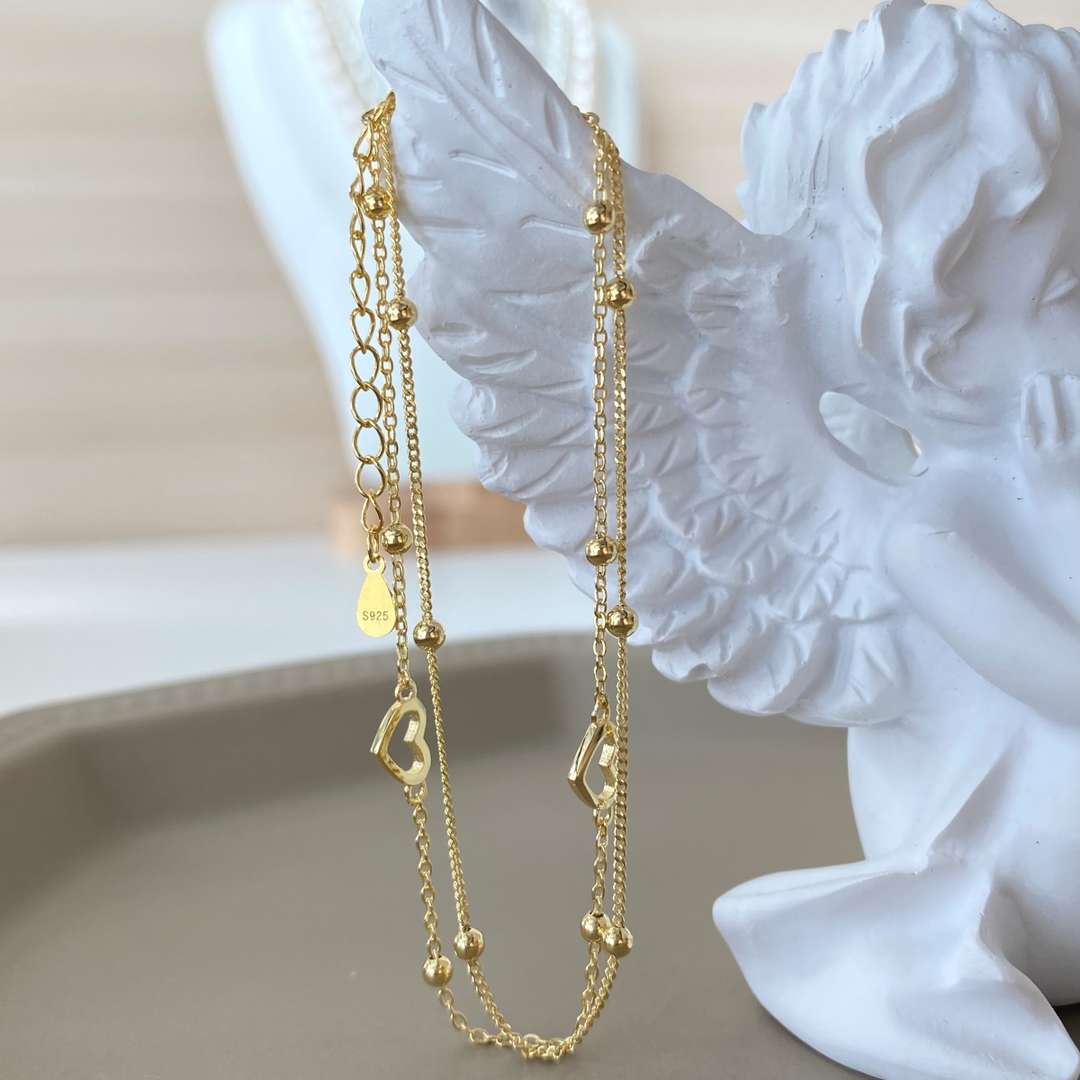 [Clover Jewelery]Dainty Double Layer Love Heart Bracelet