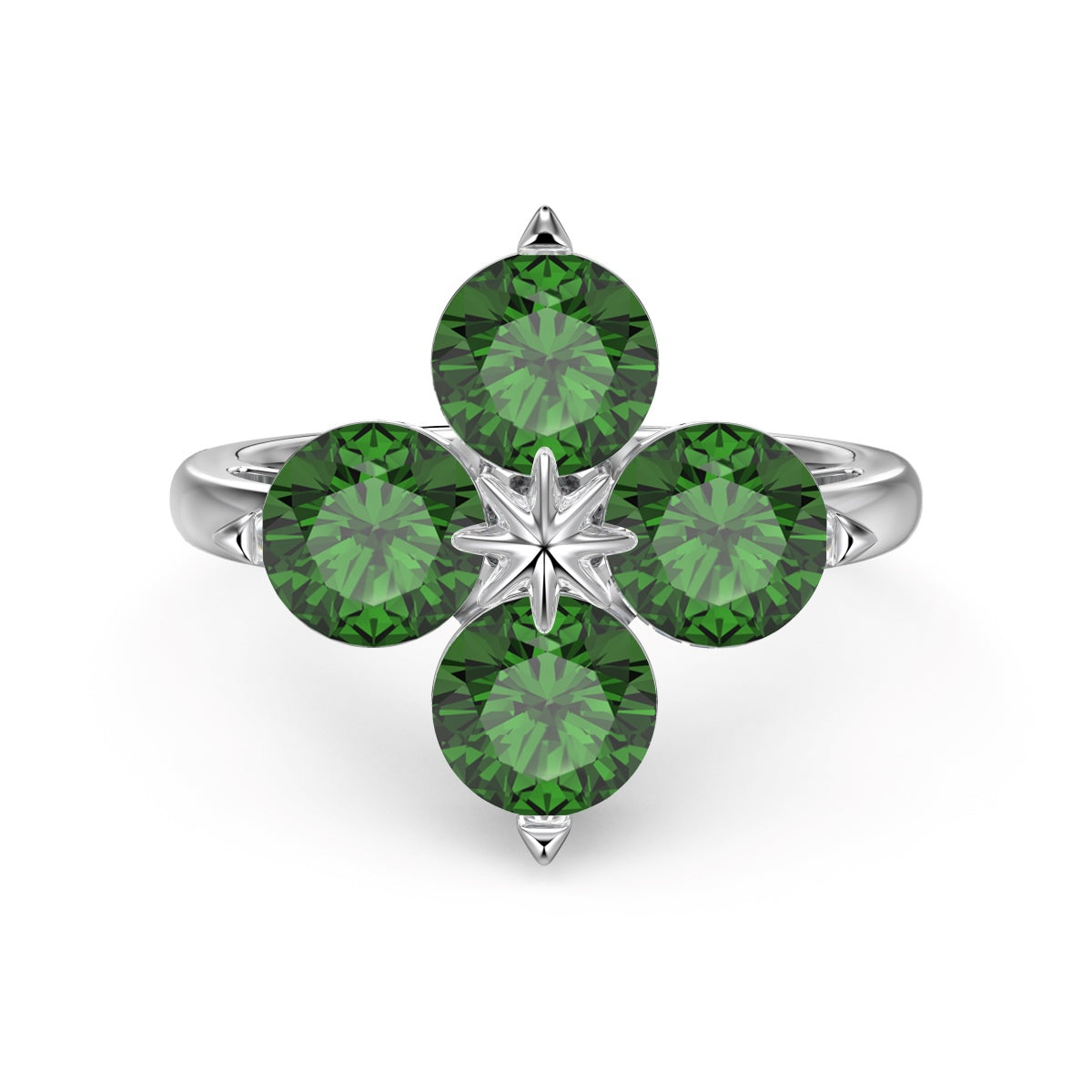 [Clover Jewelery]Four-Leaf Clover Eight-Pointed Star Ring