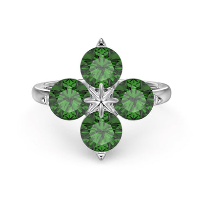 [Clover Jewelery]Four-Leaf Clover Eight-Pointed Star Ring