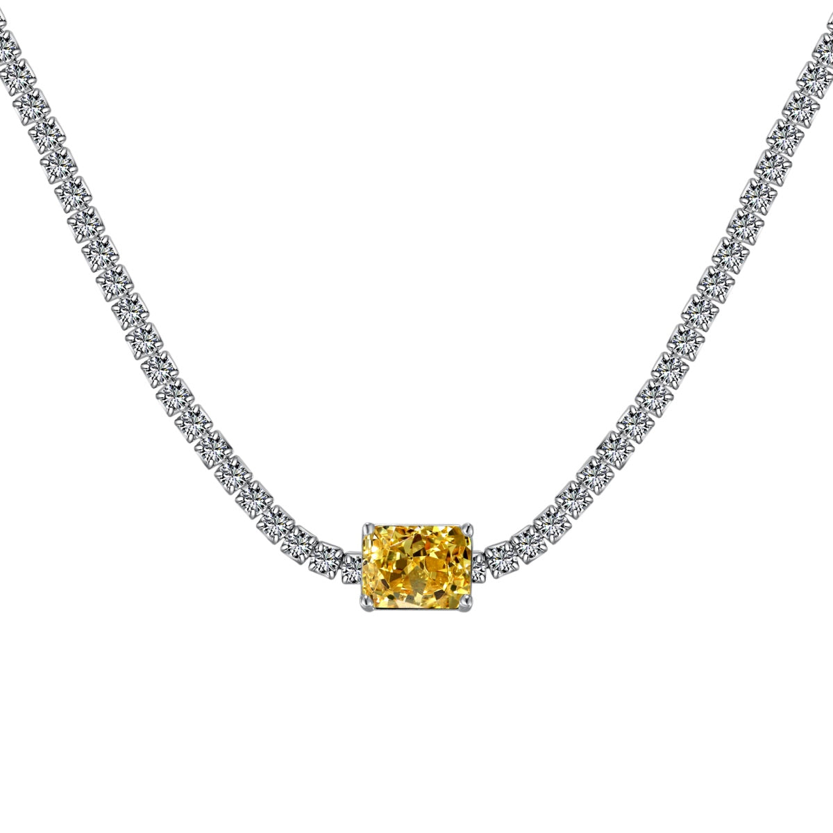 [Clover Jewelery]2.0 carat Ornate Emerald Cut Necklace