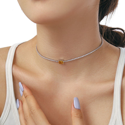 [Clover Jewelery]2.0 carat Ornate Emerald Cut Necklace