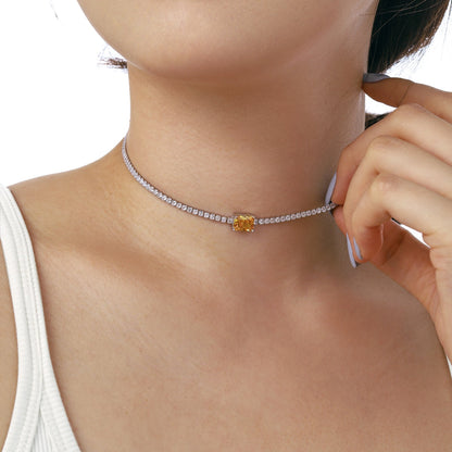 [Clover Jewelery]2.0 carat Ornate Emerald Cut Necklace