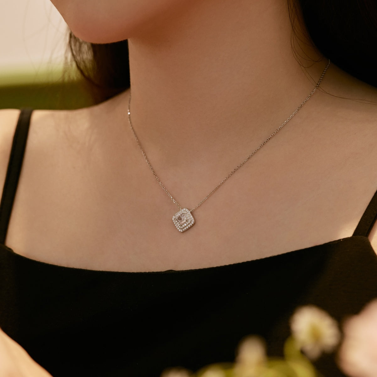 [Clover Jewelery]Sparkling Asscher Cut Necklace