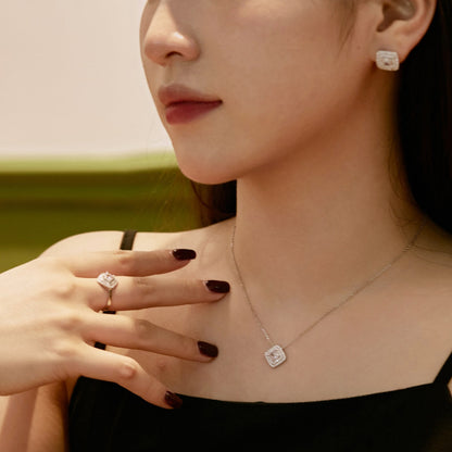 [Clover Jewelery]Sparkling Asscher Cut Necklace