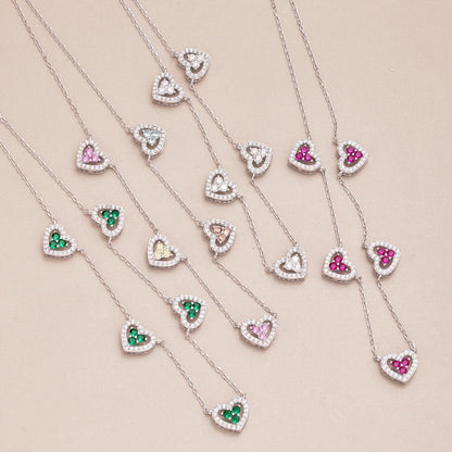 [Clover Jewelery]Sparkling Five Heart Necklace