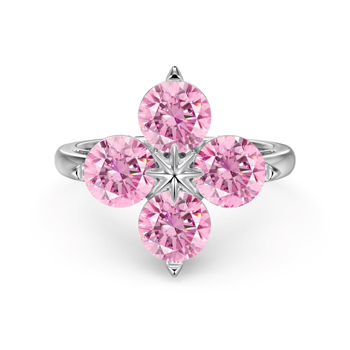 [Clover Jewelery]Four-Leaf Clover Eight-Pointed Star Ring