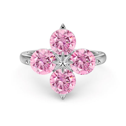 [Clover Jewelery]Four-Leaf Clover Eight-Pointed Star Ring