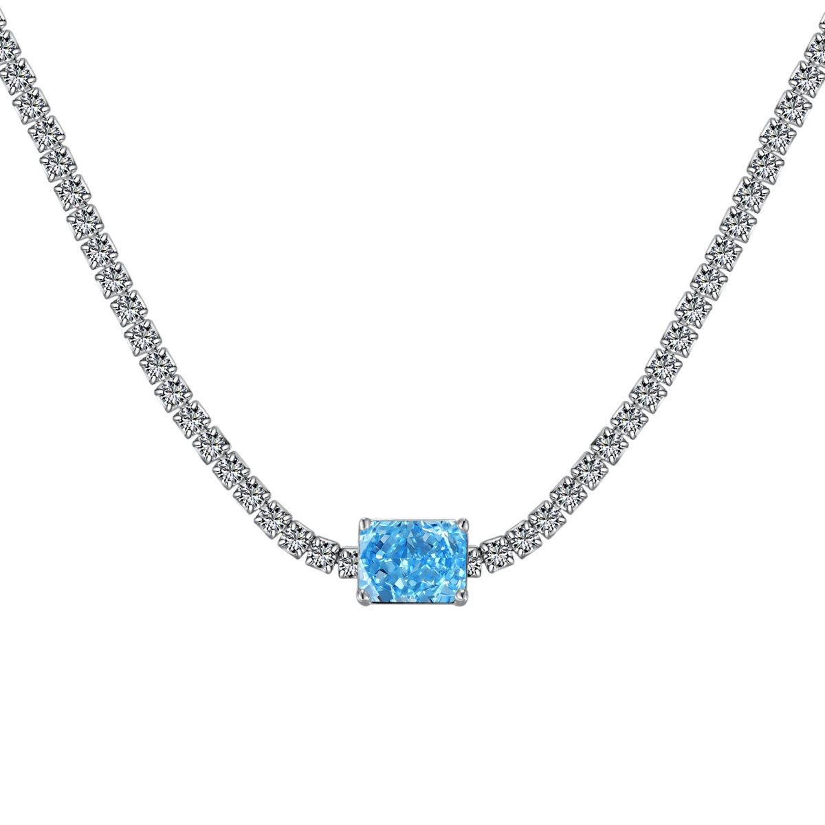 [Clover Jewelery]2.0 carat Ornate Emerald Cut Necklace