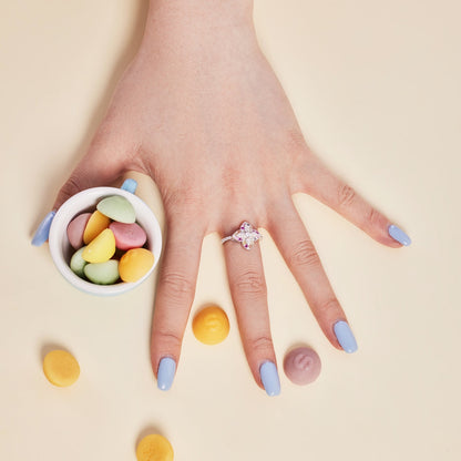 [Clover Jewelery]Luxurious Colorful Flower Shape Banquet Ring