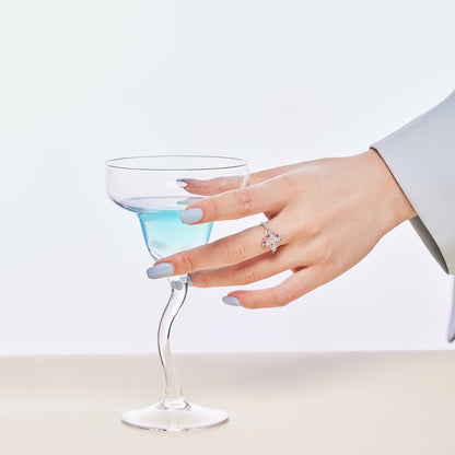 [Clover Jewelery]Luxurious Colorful Flower Shape Banquet Ring