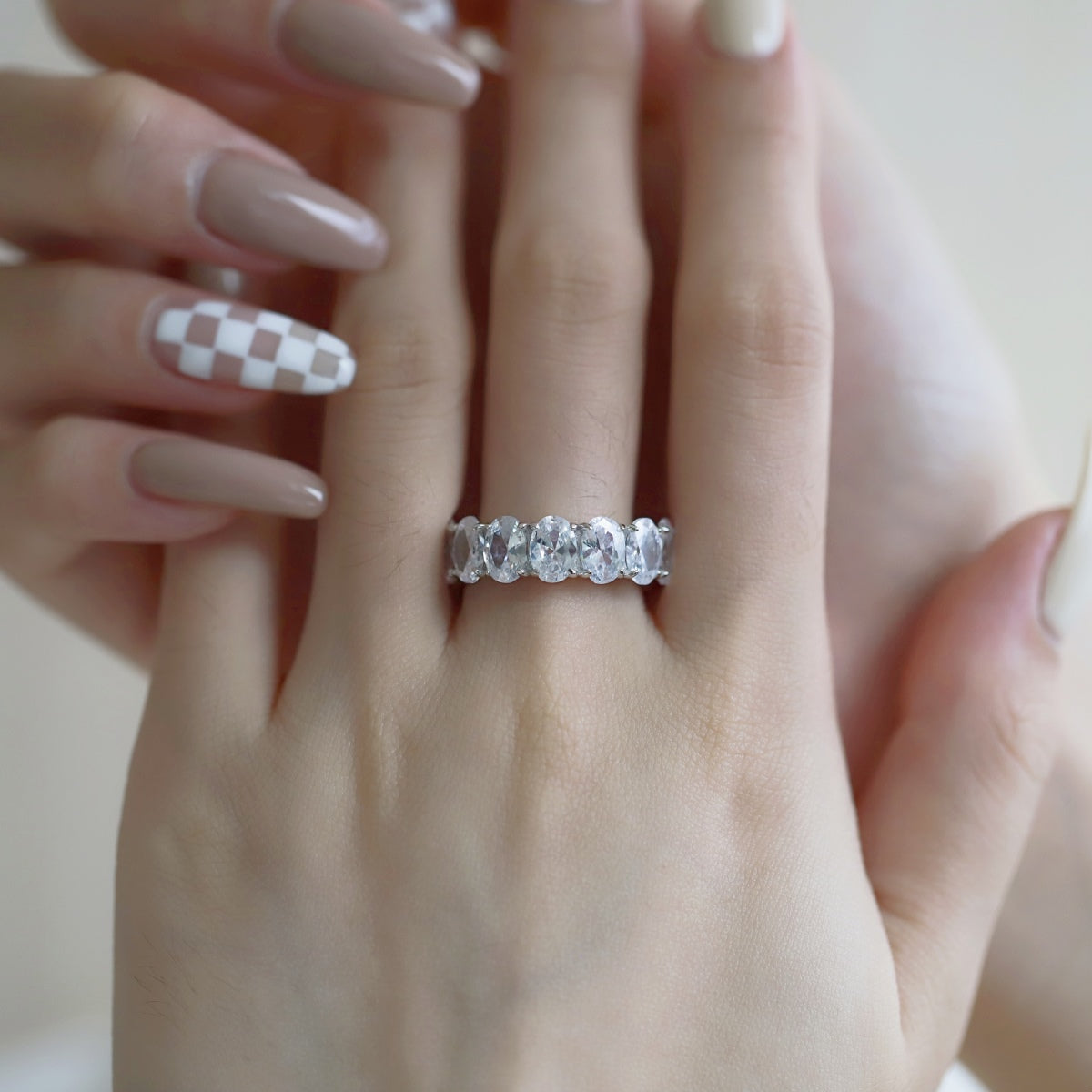 [Clover Jewelery]Dainty Elongated Cushion Cut Tennis Ring