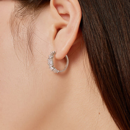 [Clover Jewelery]Dazzling Colorful Emerald Cut Daily Earrings