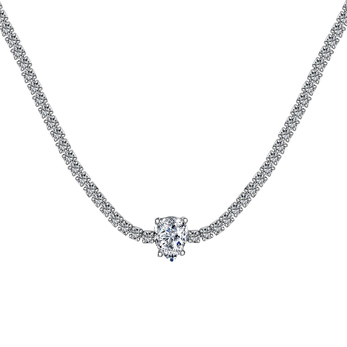 [Clover Jewelery]1.0 carat Unique Pear Cut Tennis Necklace