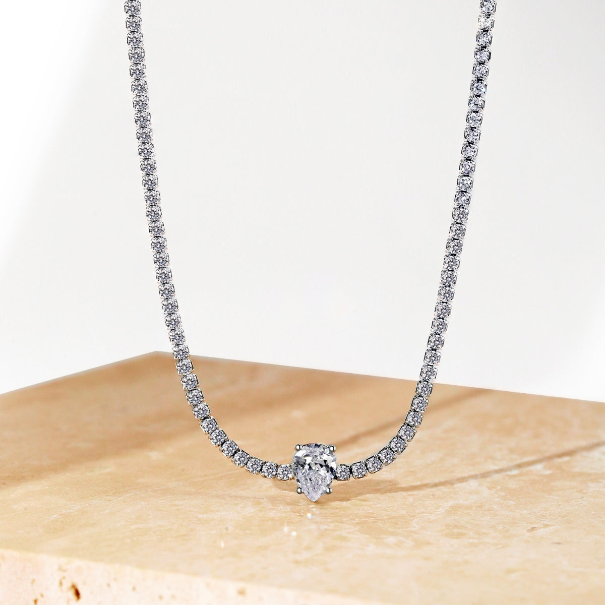 [Clover Jewelery]1.0 carat Unique Pear Cut Tennis Necklace