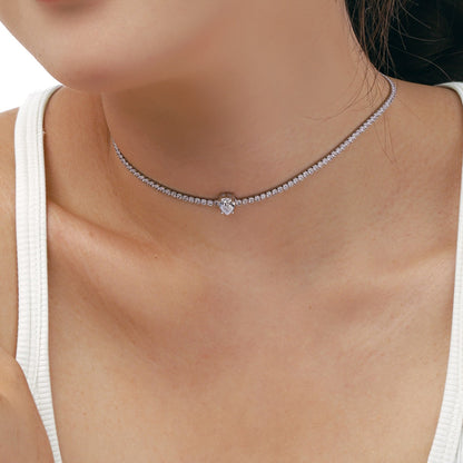 [Clover Jewelery]1.0 carat Unique Pear Cut Tennis Necklace