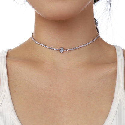 [Clover Jewelery]1.0 carat Unique Pear Cut Tennis Necklace