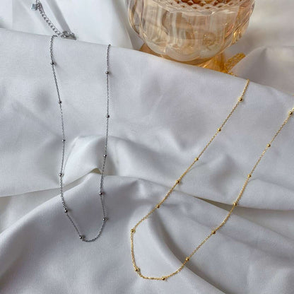 [Clover Jewelery]Small Bead Clavicle Chain Simple Necklace