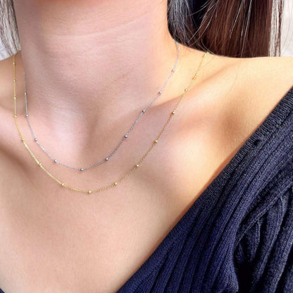 [Clover Jewelery]Small Bead Clavicle Chain Simple Necklace