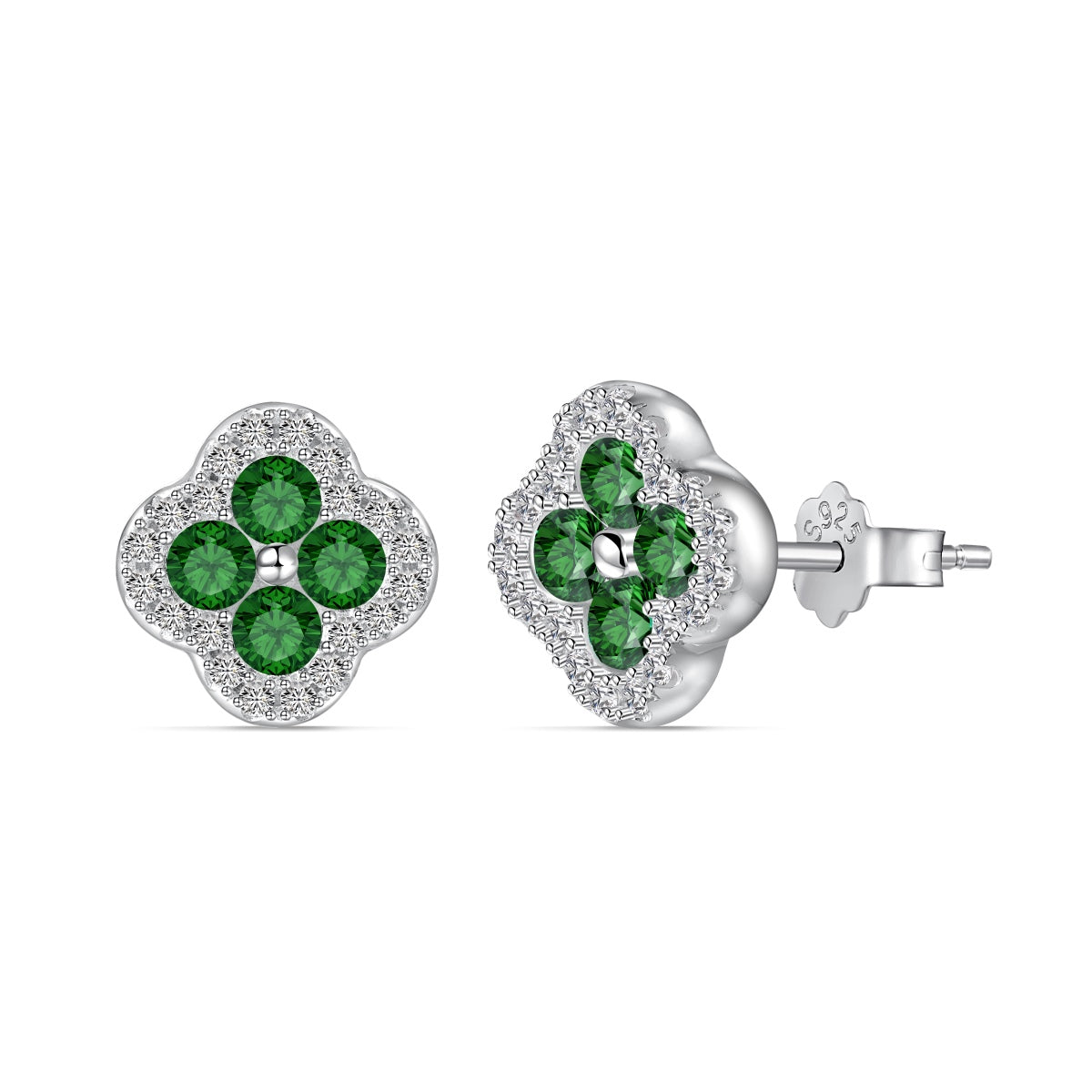 [Clover Jewelery]Four-Leaf Clover Flower Shaped Earrings