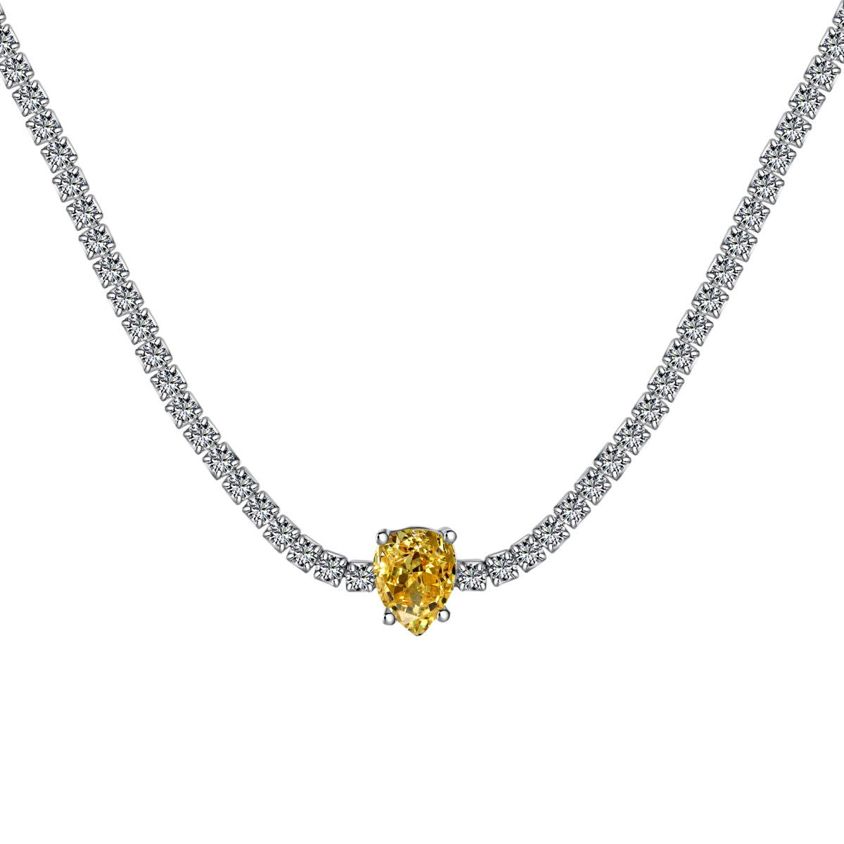 [Clover Jewelery]1.0 carat Unique Pear Cut Tennis Necklace