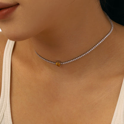 [Clover Jewelery]1.0 carat Unique Pear Cut Tennis Necklace