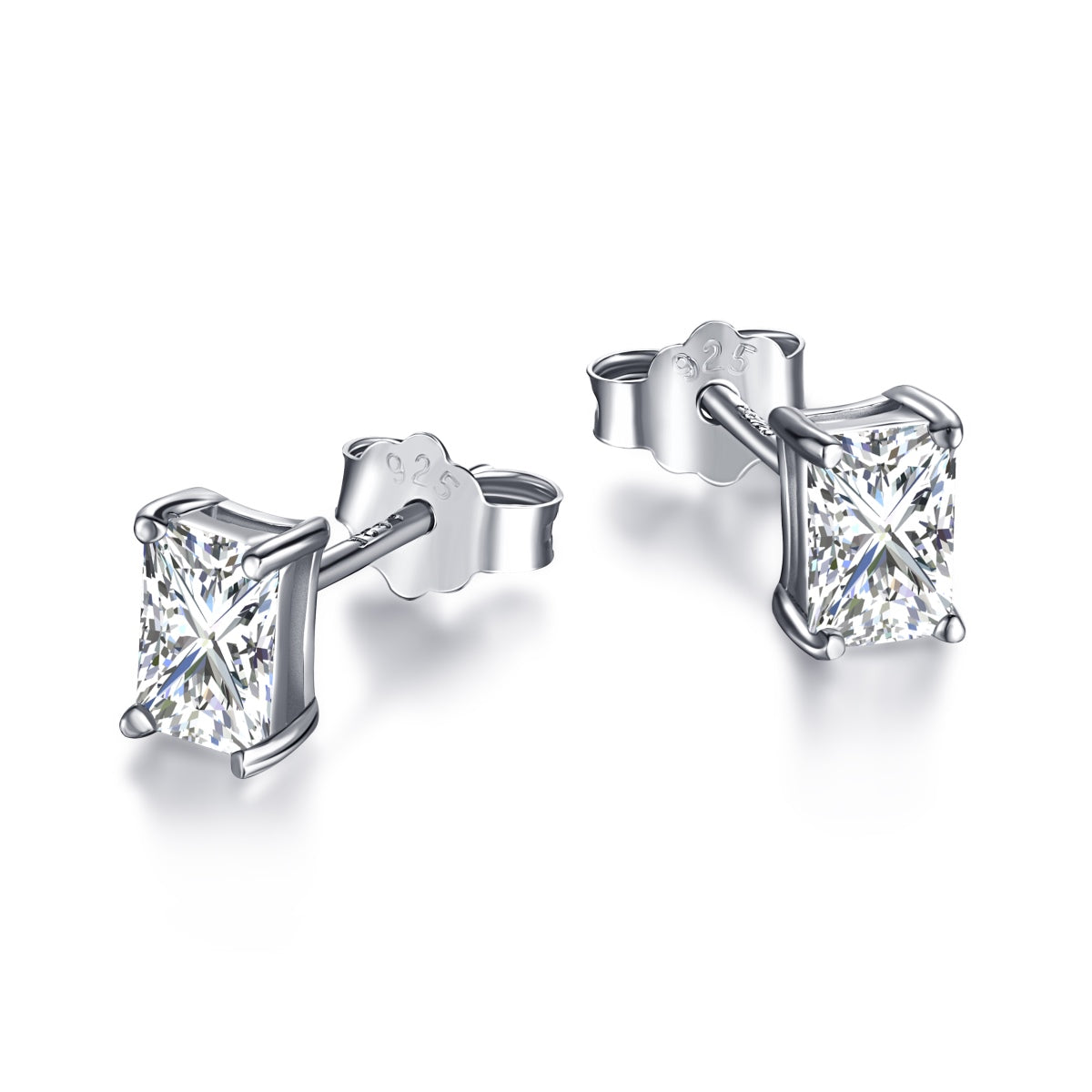 [Clover Jewelery]Stylish Shiny Rectangular Center Stone Stud Earrings