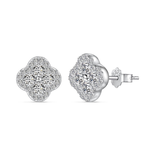[Clover Jewelery]Four-Leaf Clover Flower Shaped Earrings