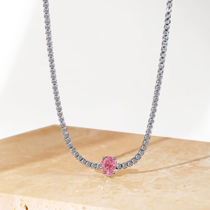 [Clover Jewelery]1.0 carat Unique Pear Cut Tennis Necklace