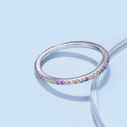 [Clover Jewelery]Ornate Colorful Round Cut Tennis Ring