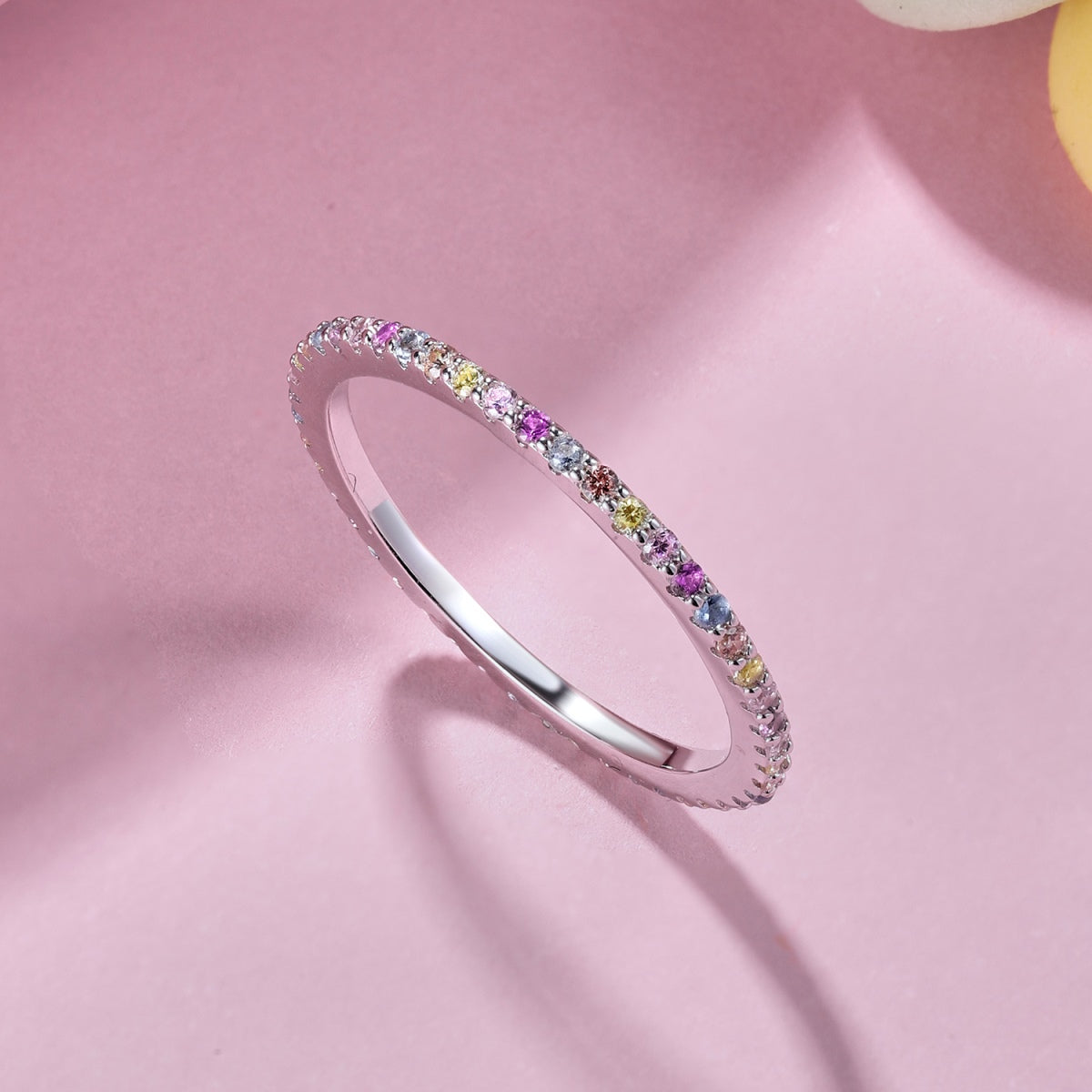 [Clover Jewelery]Ornate Colorful Round Cut Tennis Ring