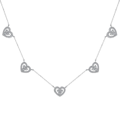 [Clover Jewelery]Sparkling Five Heart Necklace