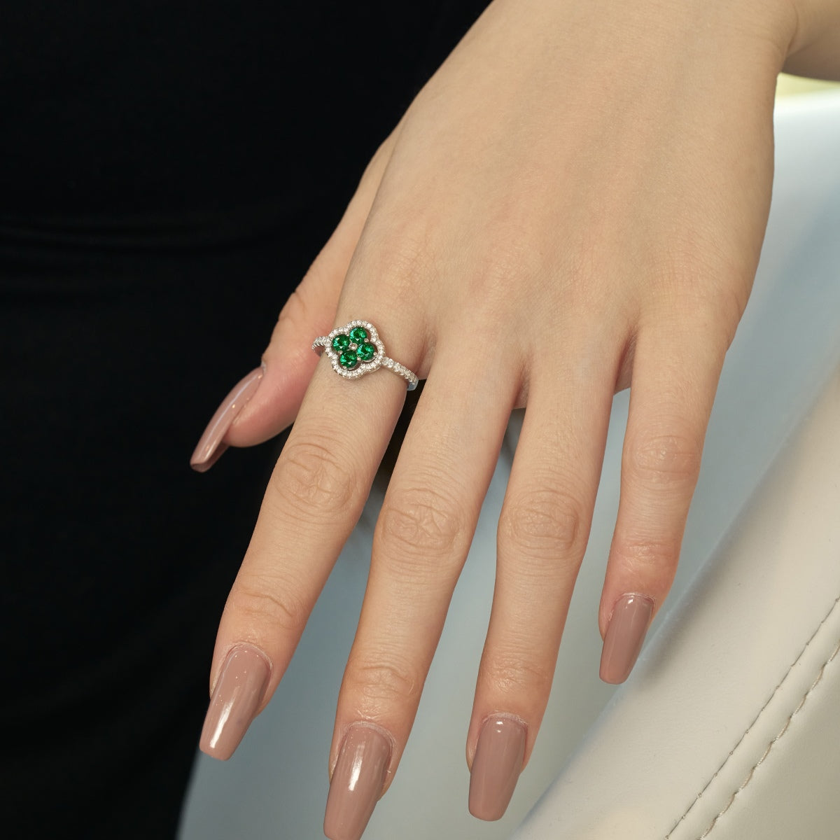 [Clover Jewelery]Four Leaf Clover Flower Design Ring