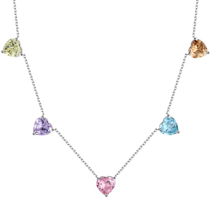 [Clover Jewelery]Sparkling Colorful Heart Cut Necklace